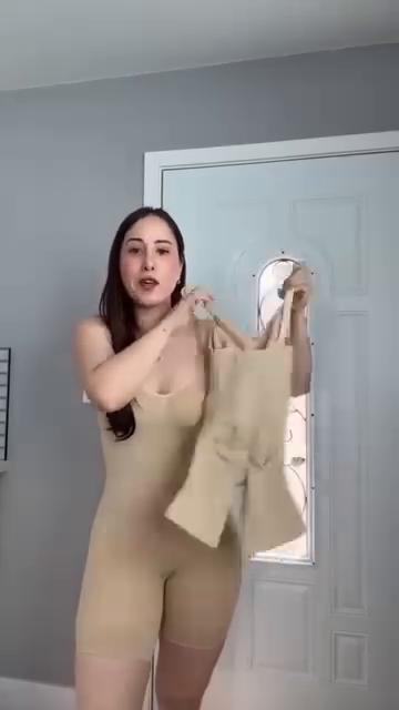 Body faja moldeador color beige, antes y después de la silueta